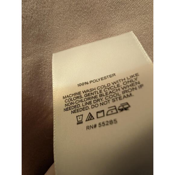 Express Satin Crew Neck Puff Sleeve Wrap Top Mauve Pink Size M Casual Work - Picture 9 of 10